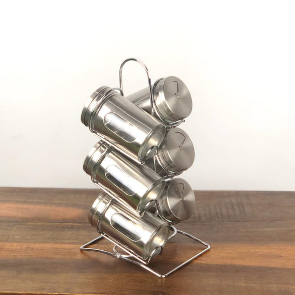 6pcs stainless steel spice jar -silver - waseeh.com