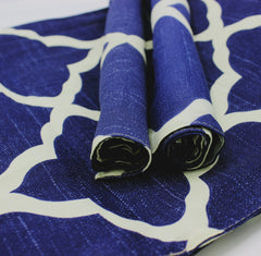 TABLE RUNNER 7 PCs SET - Blue & Red Geometric - waseeh.com