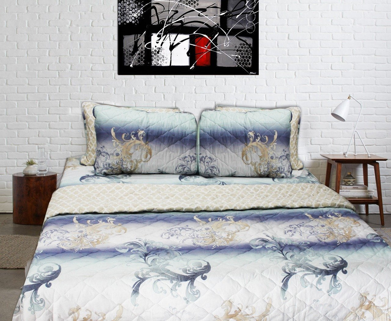 Export Quality Cotton Bed Spread Set - 6 pcs - Multi Patterned - waseeh.com