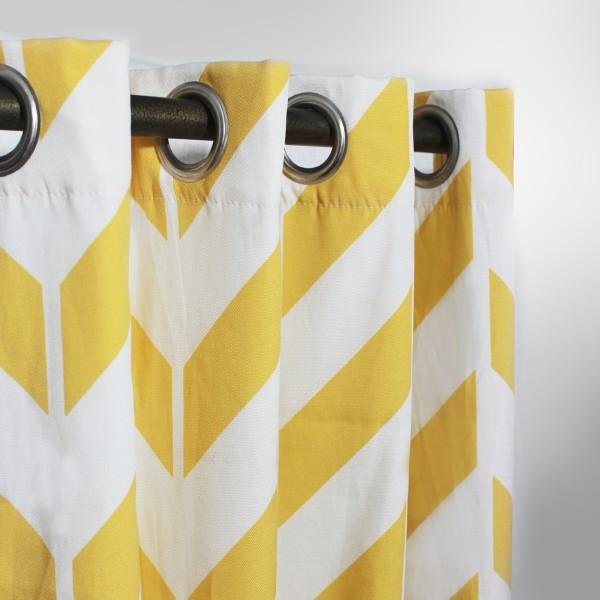 Yellow Zig Zag - Curtain With Lining - Single Panel - 44" x 96" - waseeh.com