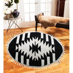 Hand-woven Woolen Rug - Round Small -fm-gkrrs10 - waseeh.com