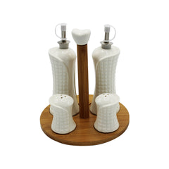Set of 4 Gravy Boat with Bamboo Base - waseeh.com