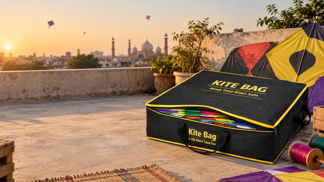 Non-woven kite storage bag holding patang flat for storage