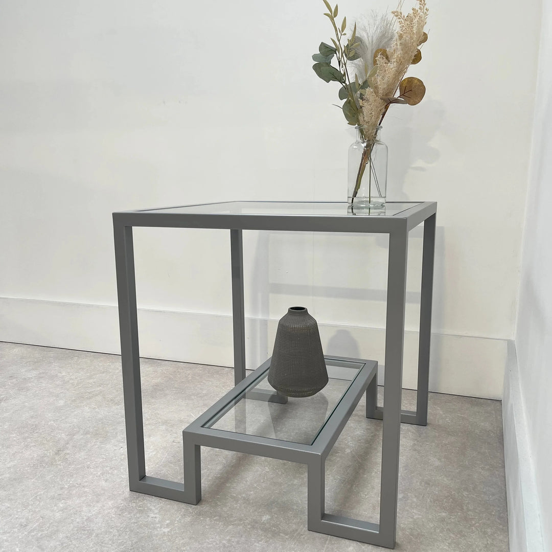 Hudson Glass Table Lounge Living Room Metal Side Table
