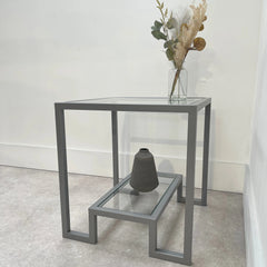Hudson Glass Table Lounge Living Room Metal Side Table