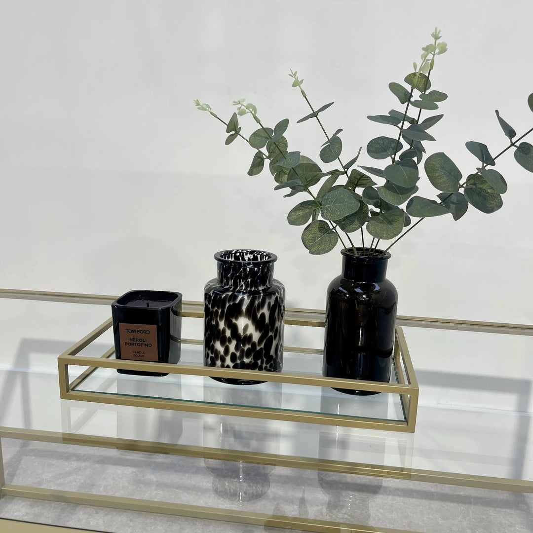 Zindozia Decorative Metal Glass Serving Tray