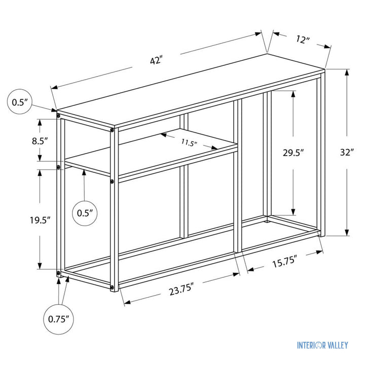 2-Tier Slim Console Table for Entryway with Open Storage Shelf | Furniture | Waseeh Pakistan