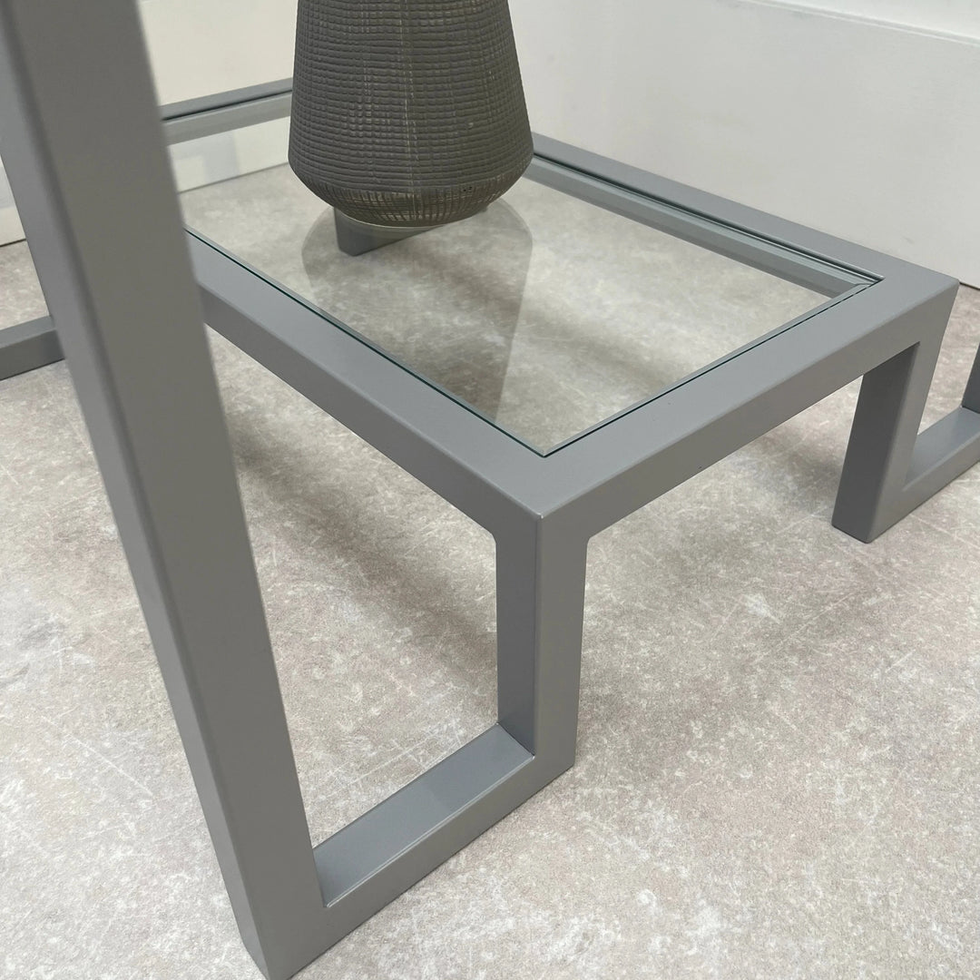Hudson Glass Table Lounge Living Room Metal Side Table