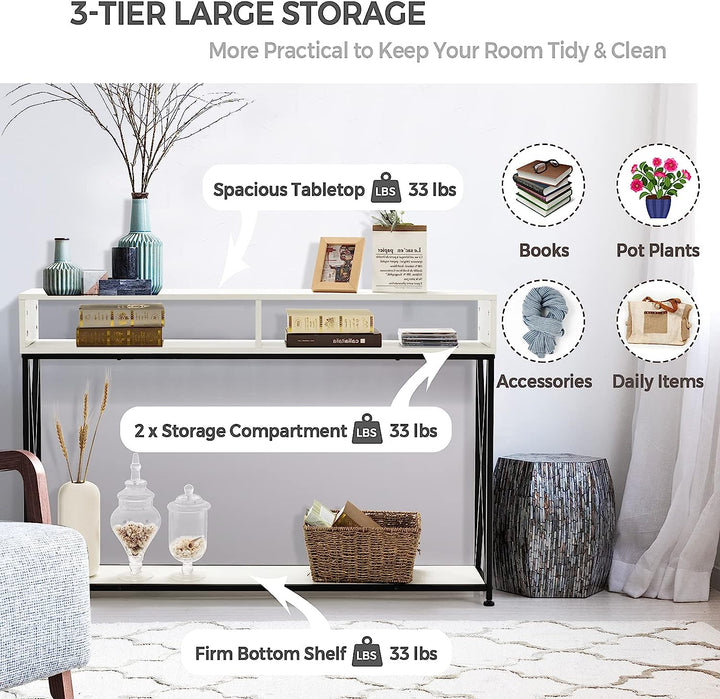 3-Tier Console Table Wood Sofa Table with Open Shelf | Furniture | Waseeh Pakistan