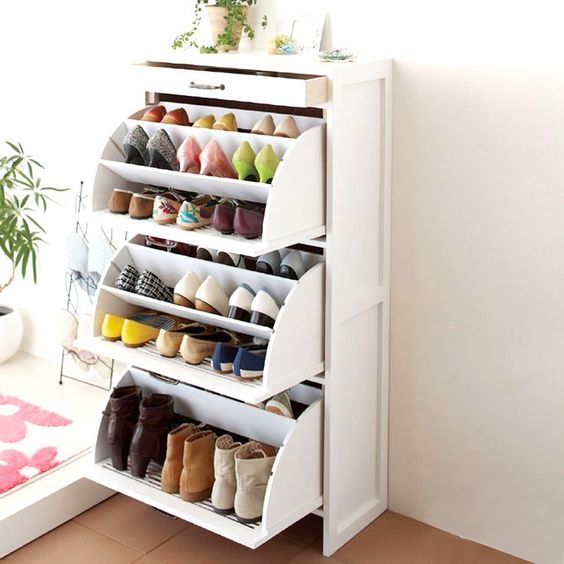3 Tier Rolling Door Wooden Shoe Rack | Furniture | Waseeh Pakistan