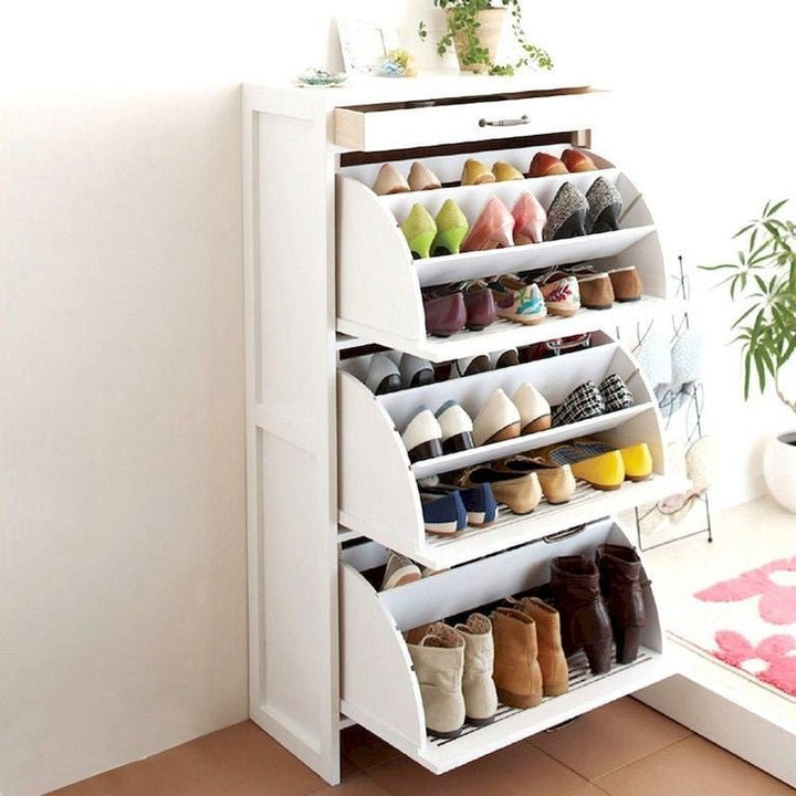 3 Tier Rolling Door Wooden Shoe Rack | Furniture | Waseeh Pakistan