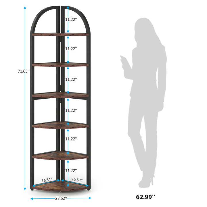 Neror Living Lounge Edge Tall Corner Bookshelf &amp; Bookcase Organizer Rack