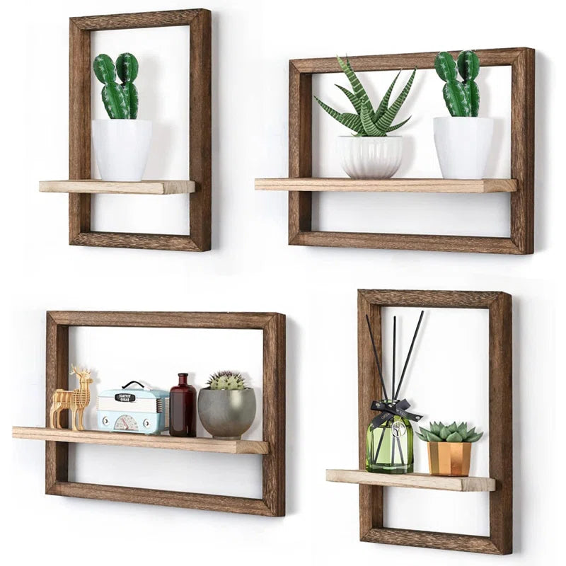 Millwat Living Lounge Home Office Solid Wood Floating Frames Shelf