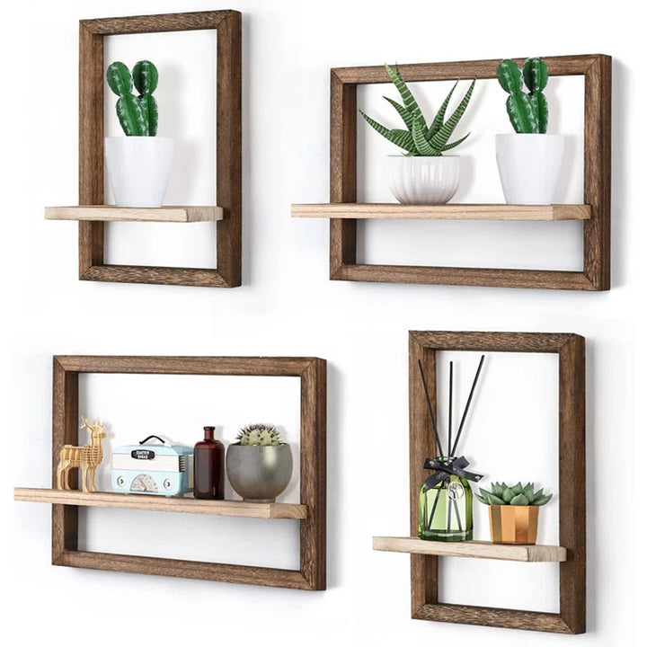Millwat Living Lounge Home Office Solid Wood Floating Frames Shelf