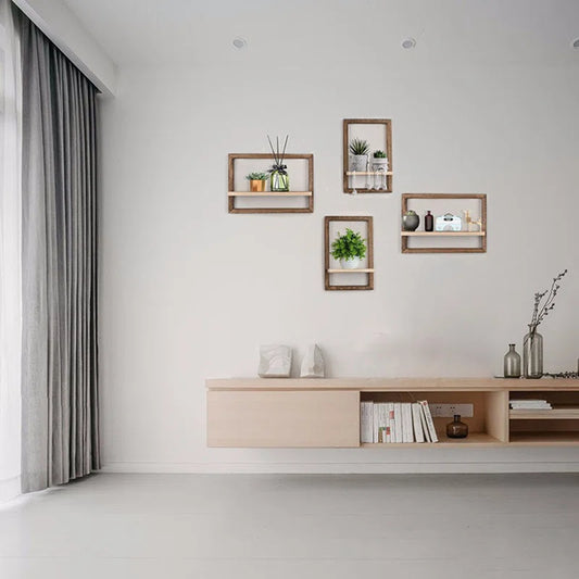 Millwat Living Lounge Home Office Solid Wood Floating Frames Shelf