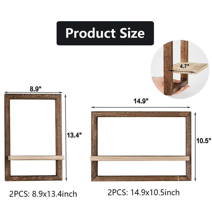 Millwat Living Lounge Home Office Solid Wood Floating Frames Shelf