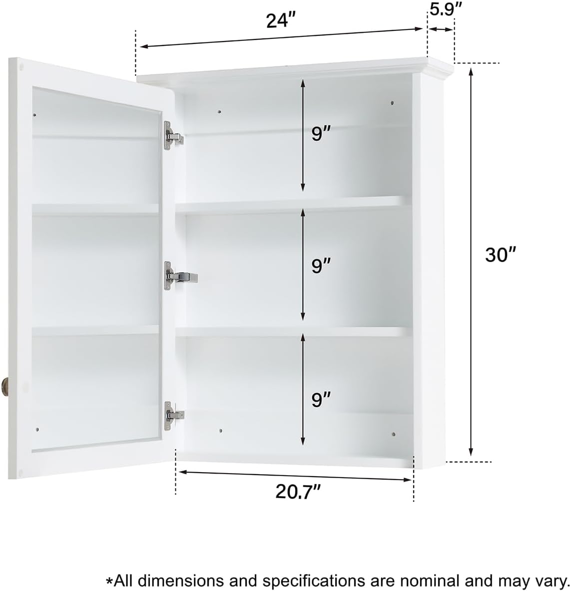 Elfor Bathroom Wall Hanging Cabinet Mirror Organizer Storage Decor