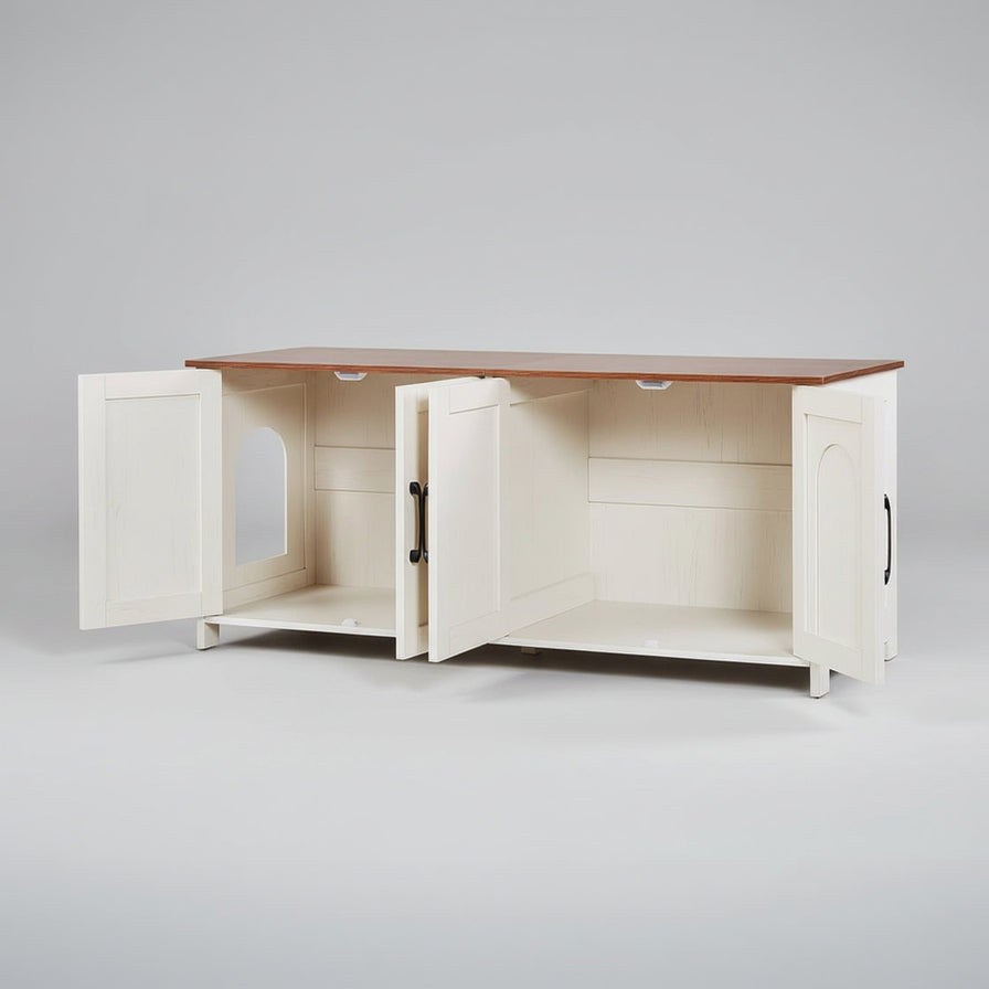 Roveizi Hallway LED TV Cat Space Cabinet Organizer Console Table