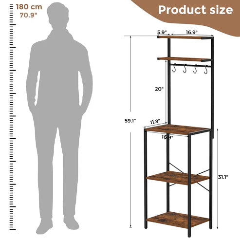 Slimolo 5-Tier Baker's Rack Kitchens spice Organizer Rack