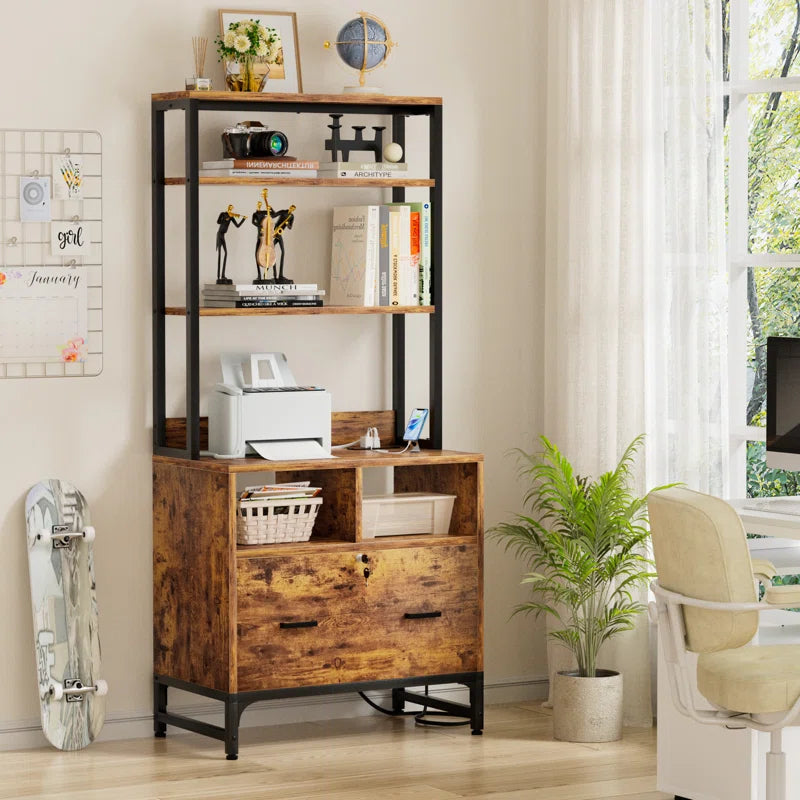 Ratch Tall Storage Organizer Bookcase Rack with Drawers