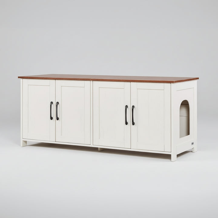 Roveizi Hallway LED TV Cat Space Cabinet Organizer Console Table