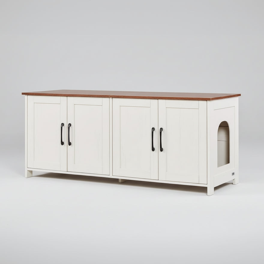 Roveizi Hallway LED TV Cat Space Cabinet Organizer Console Table