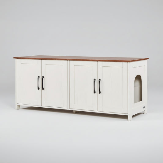 Roveizi Hallway LED TV Cat Space Cabinet Organizer Console Table