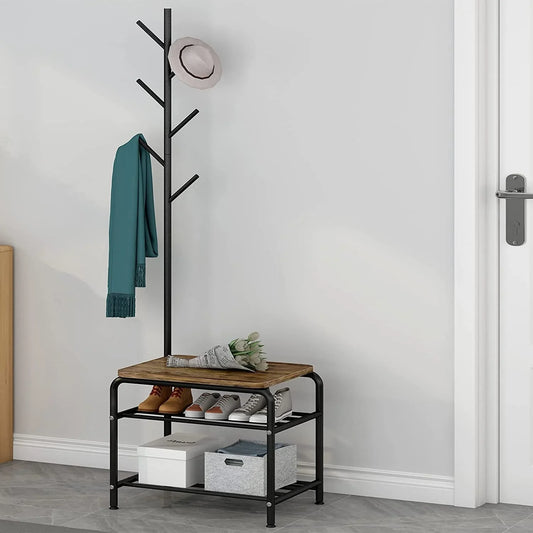 Out Bounds Industrial Coat Shoe Tree Entryway Living Bedroom Organizer Rack-Special