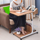 Movable Bed Side Computer Table With Wheels Storage Adjustable Table