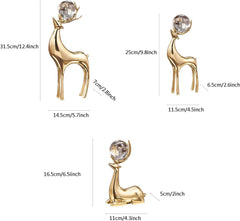 Golden Statue Deer Pearl Sculpture Decor (3pcs) - waseeh.com