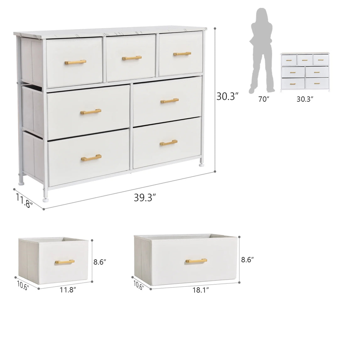 Roofail 7 Drawer Dresser Storage Living Room Hallway Organizer Cabinet Stand