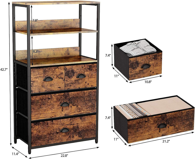 Furologee Drawer Dresser Kitchen Bedroom Side Table Lounge Living Room Utensils Storage Rack