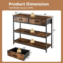 Kotulu Industrial Hallway Entryway Living Room Drawing Media LED Console Table