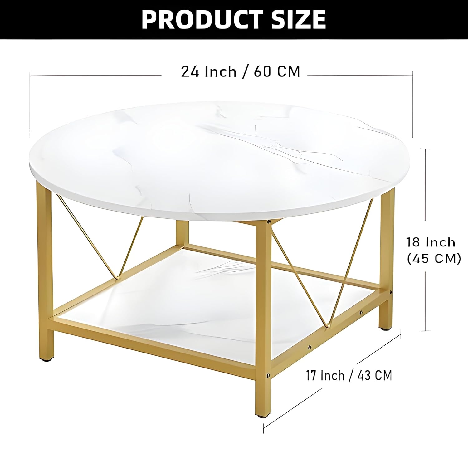 Craftor Luxury Modern Gold Metal Coffee Round Square Center Table