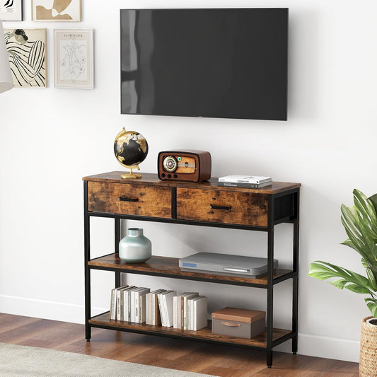 Kotulu Industrial Hallway Entryway Living Room Drawing Media LED Console Table