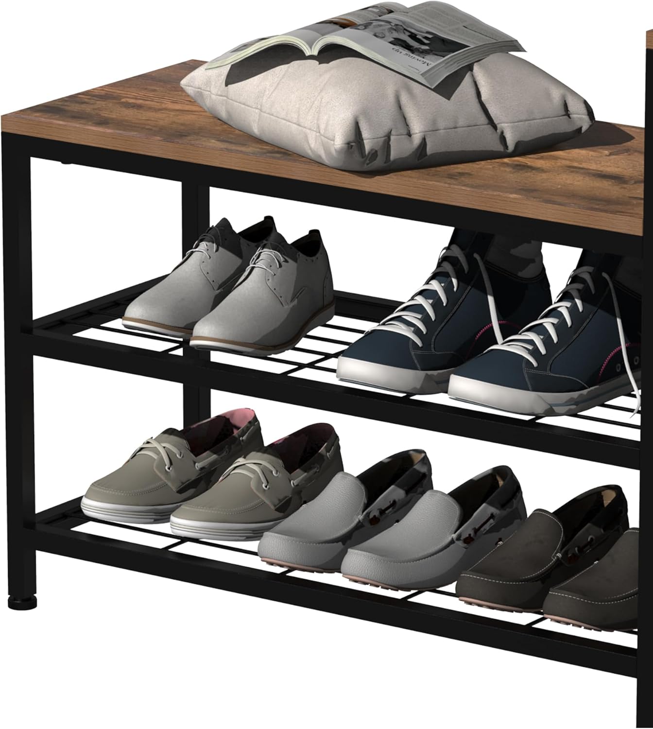 OTICA 3-Tier Drawers Seating Storage Shoe Industrial Entryway Rack
