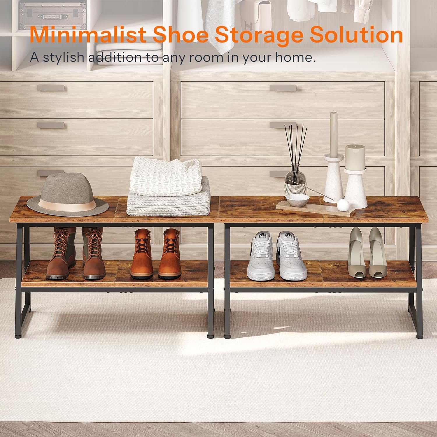 Hoobro Entryway Bench Shoe Storage Rack