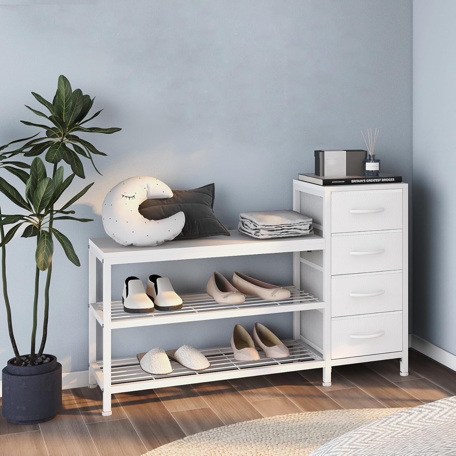 OTICA 3-Tier Drawers Seating Storage Shoe Industrial Entryway Rack
