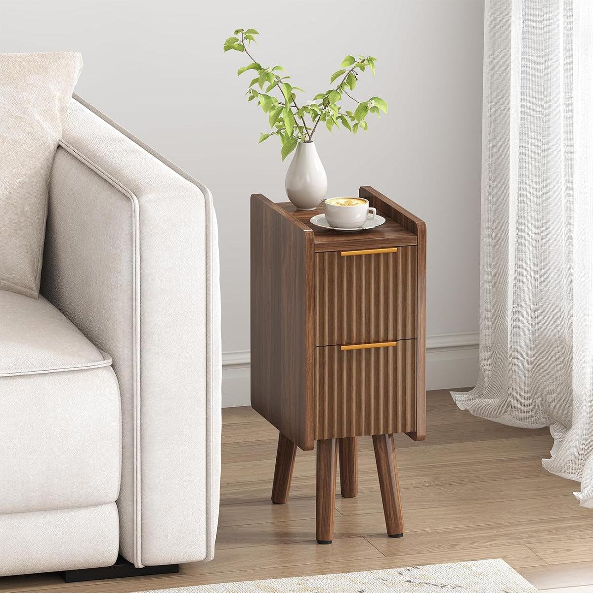 Lycoro Slim Nightstand Wooden Side Table