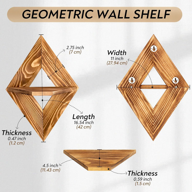 Geometric Wall Wooden Shelf (Set of 2)