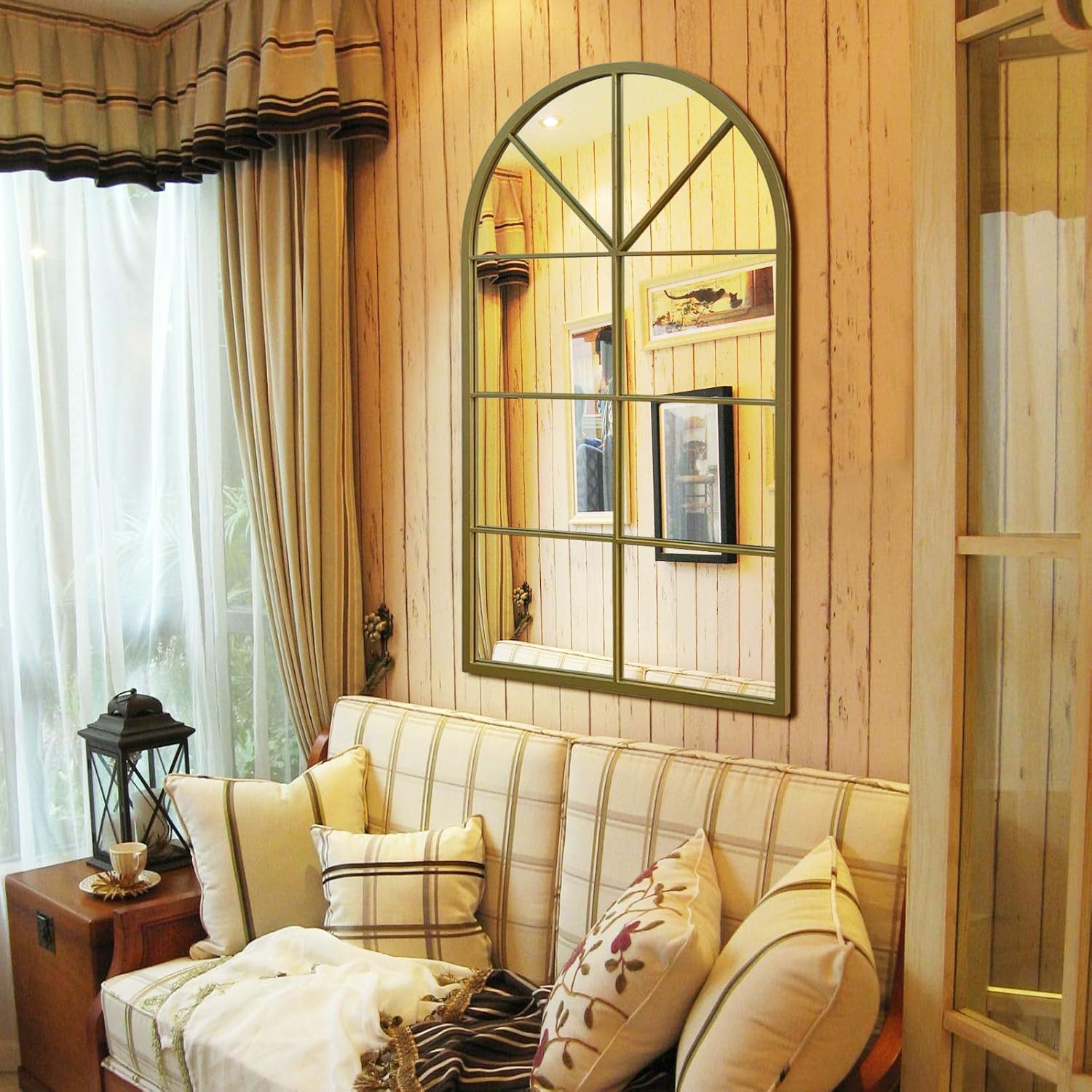 Smithin Mounted Hanging Arched Window Frame Home Decor Mirror
