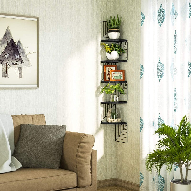 KANKEI Corner Shelf Wall Mount of 5 Tier Floating Shelves Wall Shelves - waseeh.com