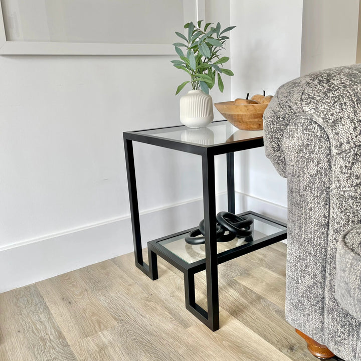 Hudson Glass Table Lounge Living Room Metal Side Table
