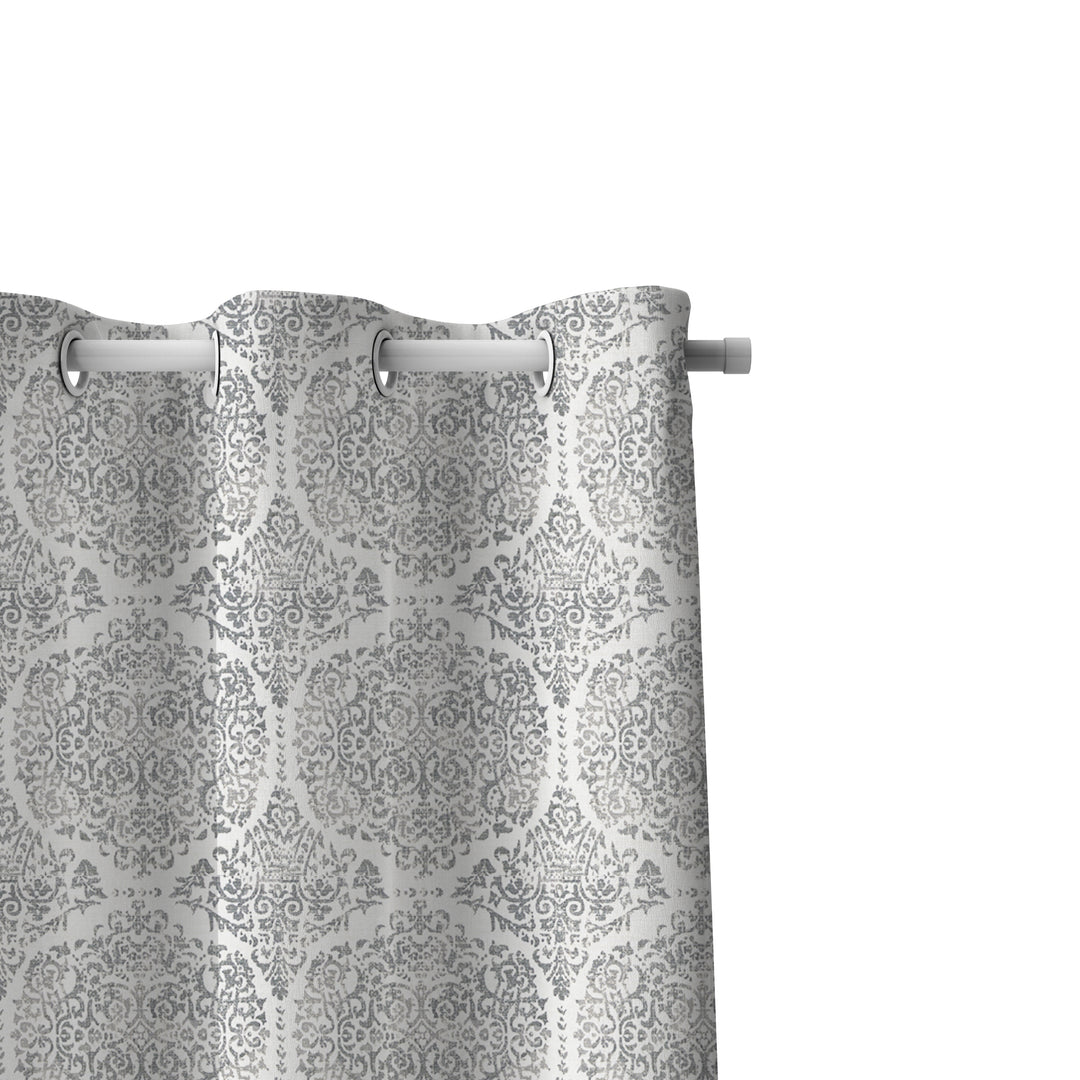 White &amp; Grey Pattern Curtains