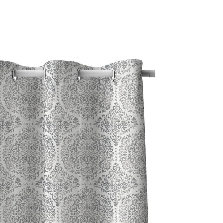 White &amp; Grey Pattern Curtains