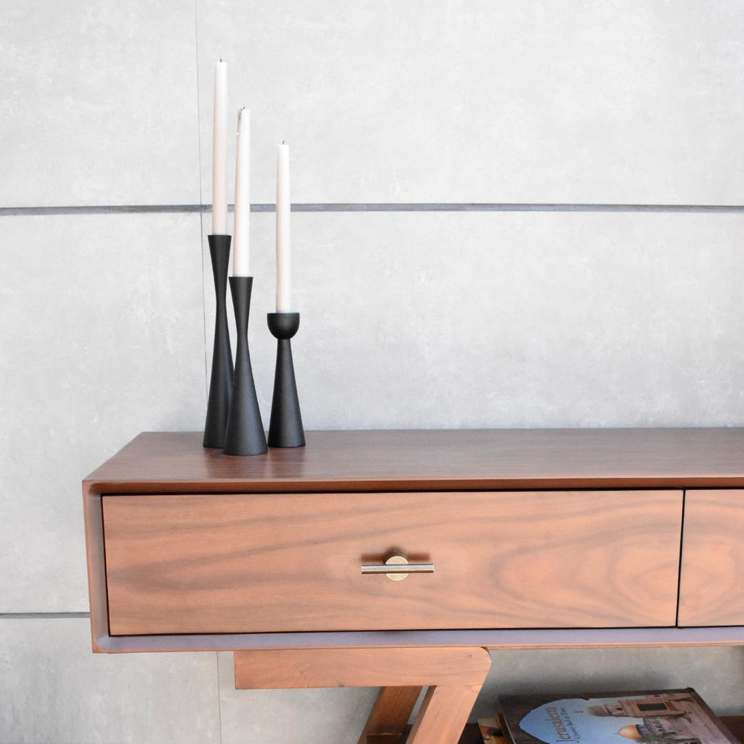 Ogilio Living Lounge Table Wooden Candle Holder Stand (Set of 3)