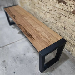 Lackque Iron and Wood Backrest Lawn Outdoor Indoor Bench