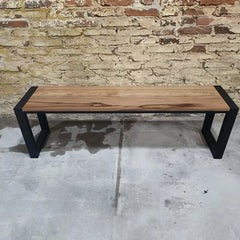 Lackque Iron and Wood Backrest Lawn Outdoor Indoor Bench