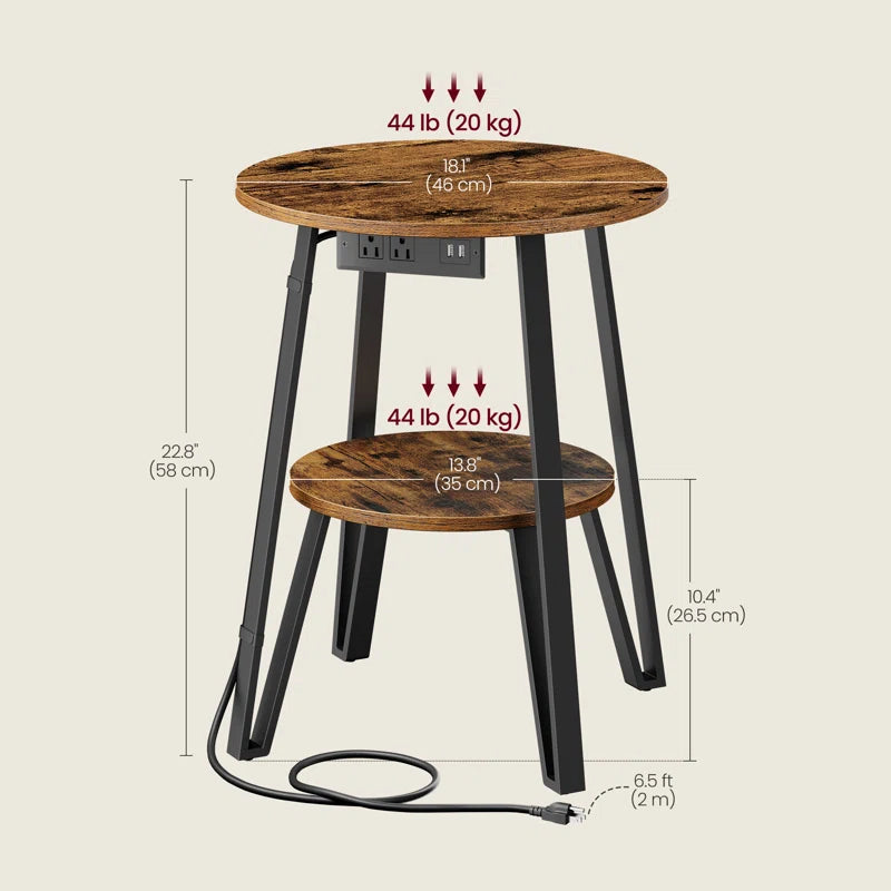 Hansora Sofa Bedside Charging End Side Table