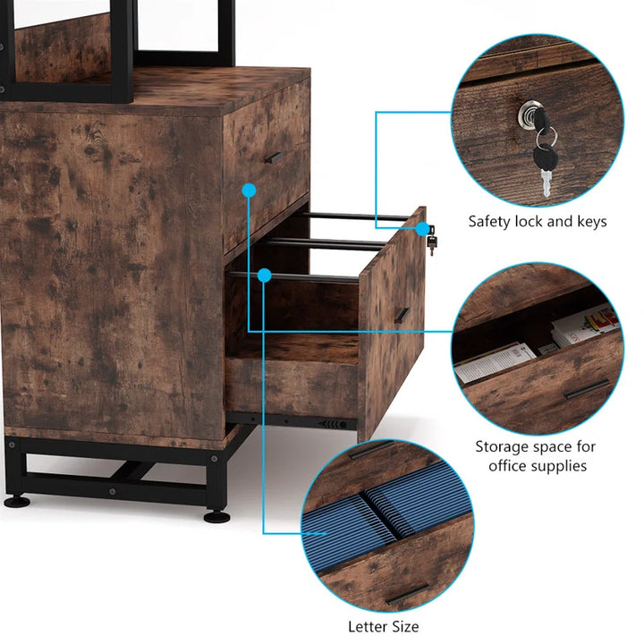 Kazoraa Living Lounge Office Storage Organizre Bookcase Drawer Lock Rack